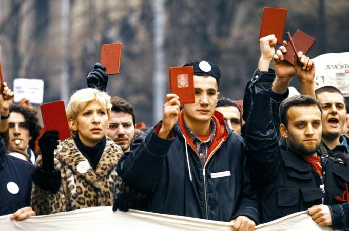 Србија - Београд - Студентска демонстрација против Милошевића