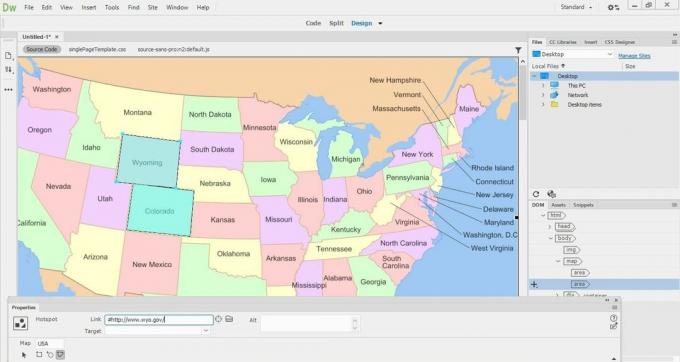 Мапа САД-а у Дреамвеаверу