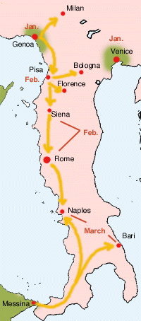 1348. Ширење црне смрти кроз Италију