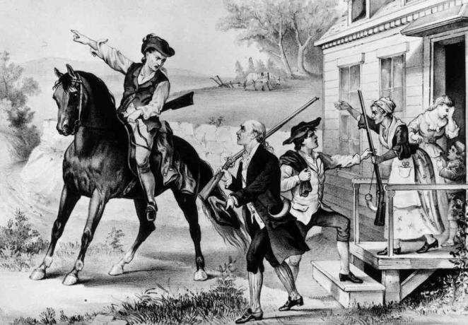 1774: Окупљање минумена - колонијалне милиције Нове Енглеске који су били спремни на тренутак да се боре против Британаца.