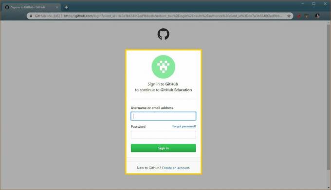 Снимак екрана странице за пријаву на ГитХуб.