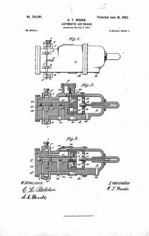 патент за Гранвилле Т. Воодсова аутоматска ваздушна кочница, 1902