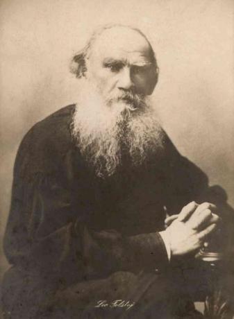 Портрет старијег Толстоја у сепијама