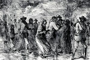 Умјетнички приказ робова који бјеже из Мариланда на подземној жељезници